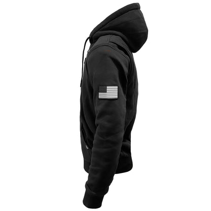 Protective Fleece Unisex Hoodie - Black Matte with Level 1 Pads
