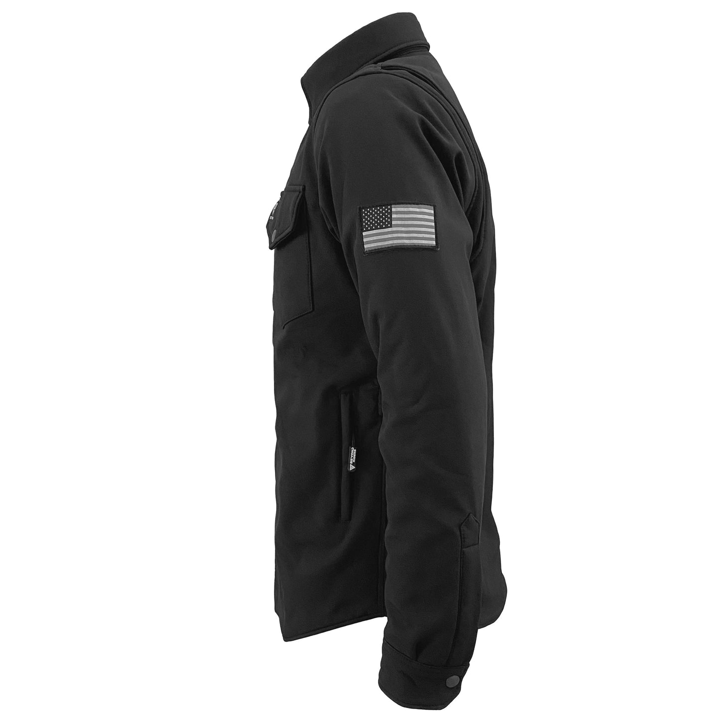 Protective SoftShell Winter Jacket for Men - Black Matte with Level 1 Pads