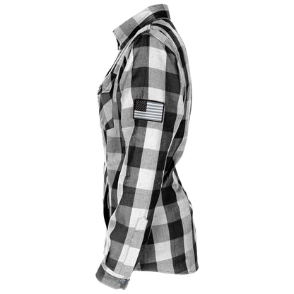 Protective Flannel Shirt for Women - White Checkered with Level 1 Pads