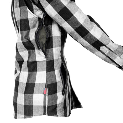 Protective Flannel Shirt for Women - White Checkered with Level 1 Pads